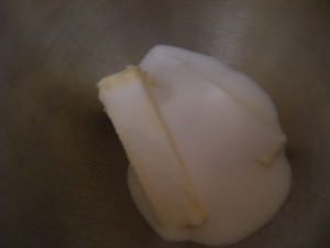 butter and sugar in a mixing bowl