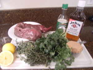 ingredients needed to make a bourbon soaked beef tenderloin dinner