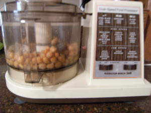 garbanzo beans in a food processor