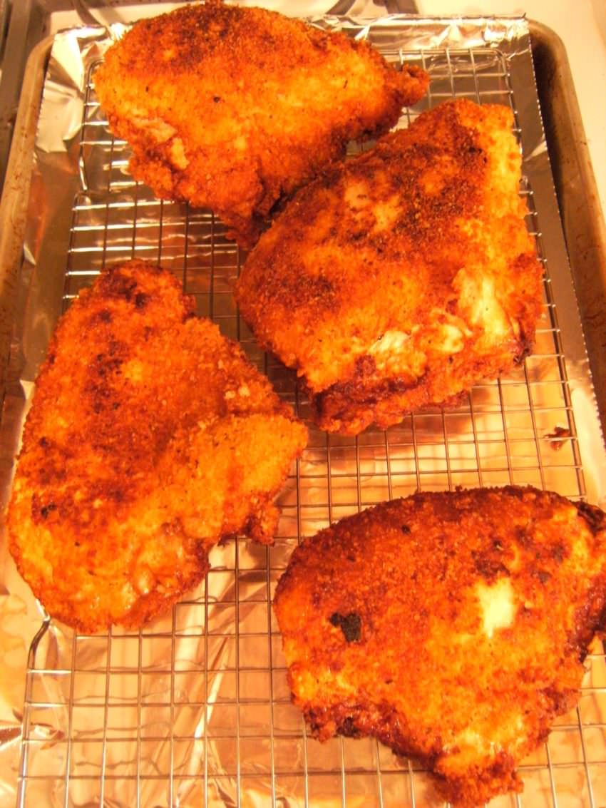 Oven Fried Parmesan Chicken Recipe, from ComfortablyDomestic.com