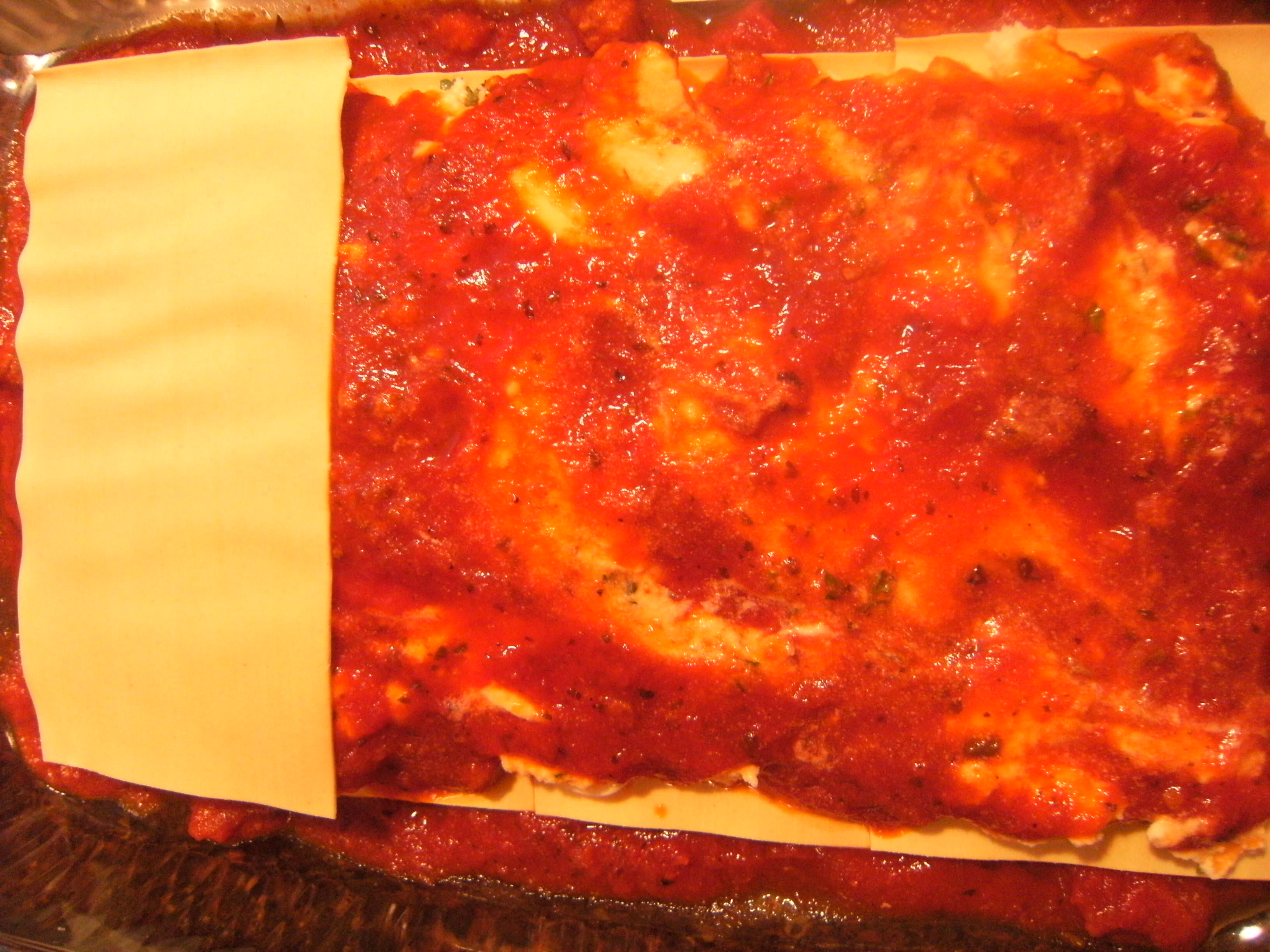 making lasagna