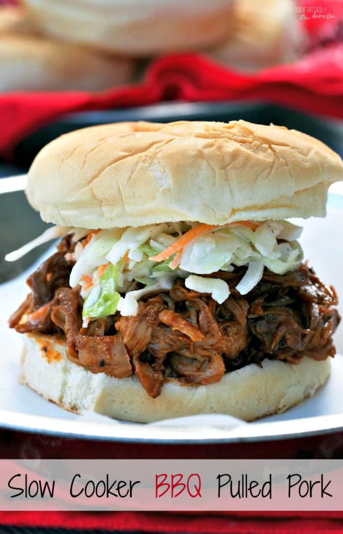 Slow-Cooker-BBQ-Pulled-Pork is an easy, delicious way to feed a crowd a stick-to-your-ribs comfort food sandwich that'll have them clamoring for more. 