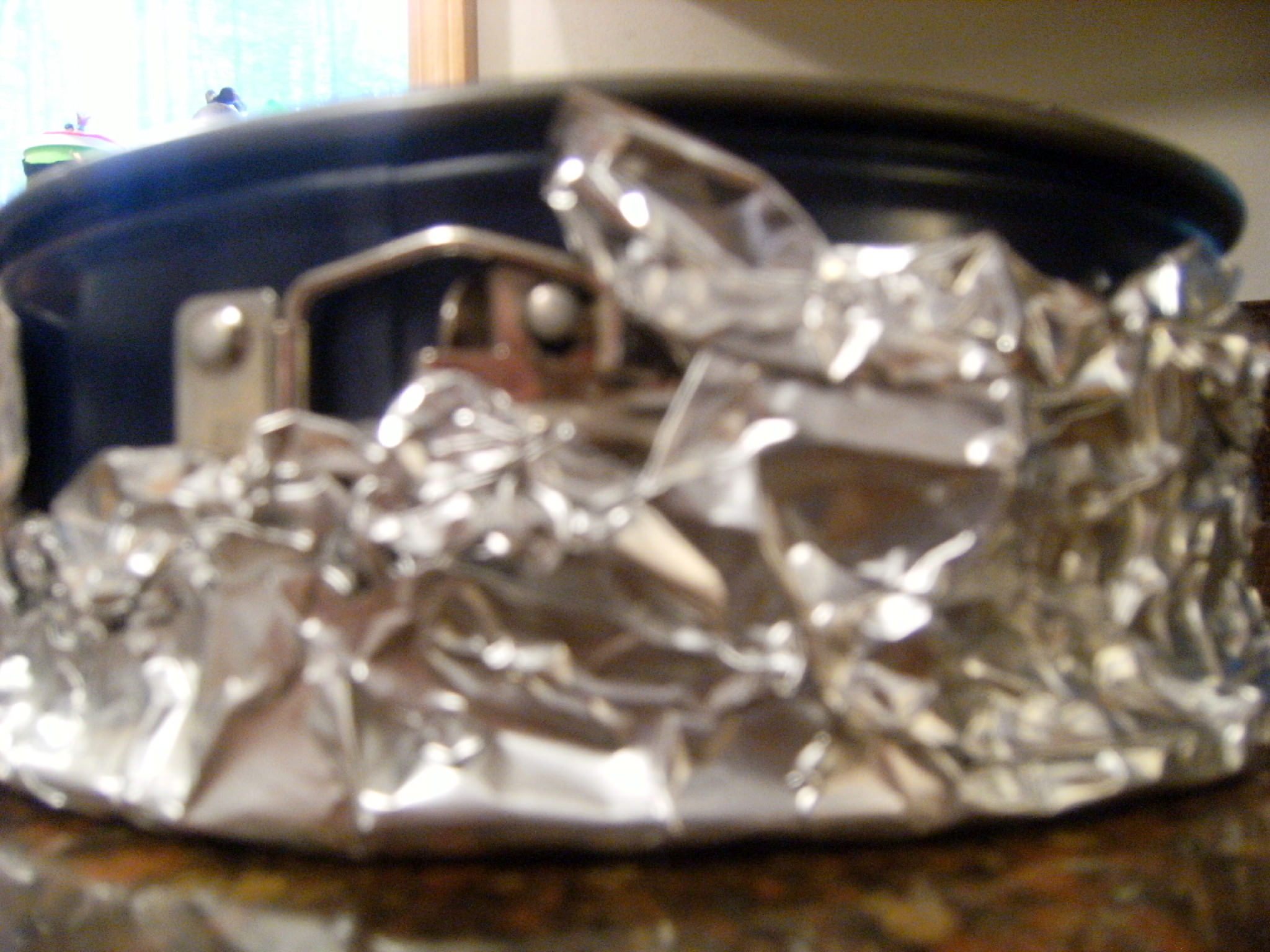 spring form pan, wrapped in aluminum foil