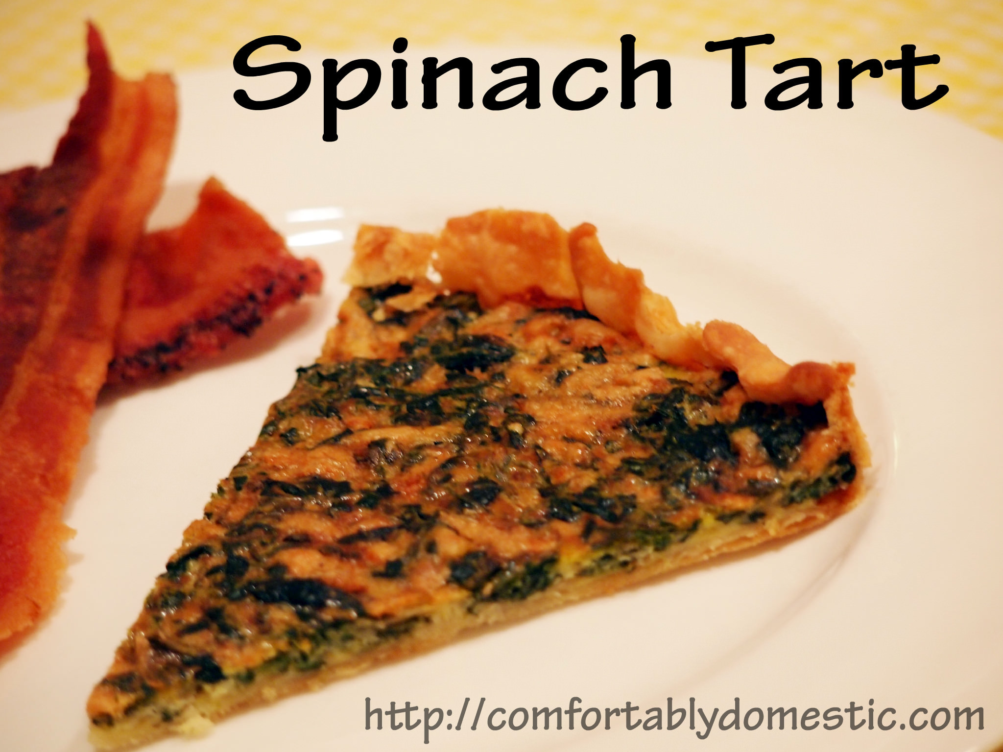 Simple Spinach Tart - Flaky pastry crust, filled with a combination of eggs, spinach, and 2 types of cheese. Perfect for any meal! | ComfortablyDomestic.com