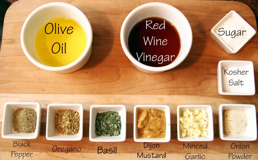 ingredients for Greek quinoa salad dressing