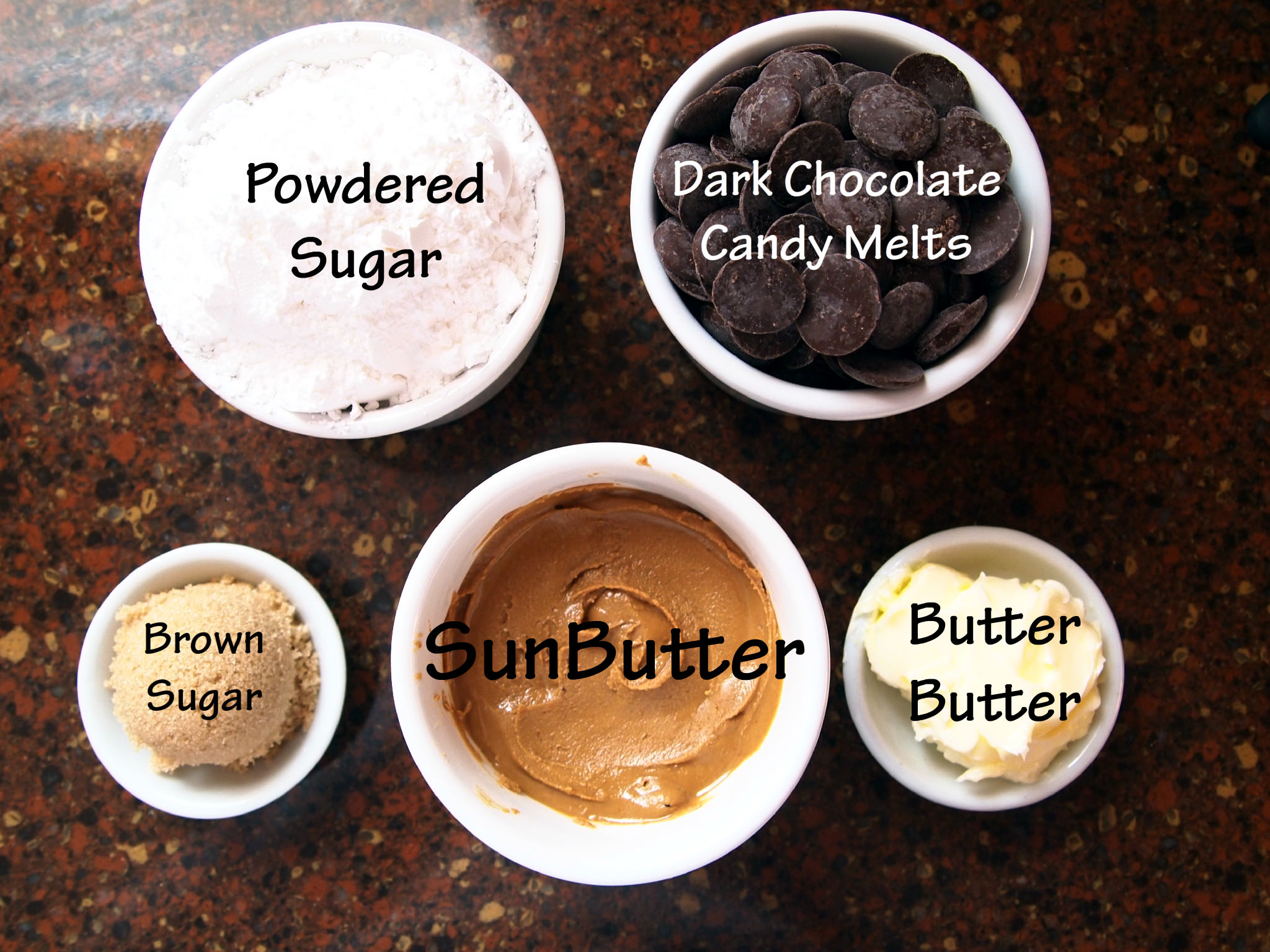 Ingredients needed to make Dark Chocolate SunButter Candy Bars | ComfortablyDomestic.com