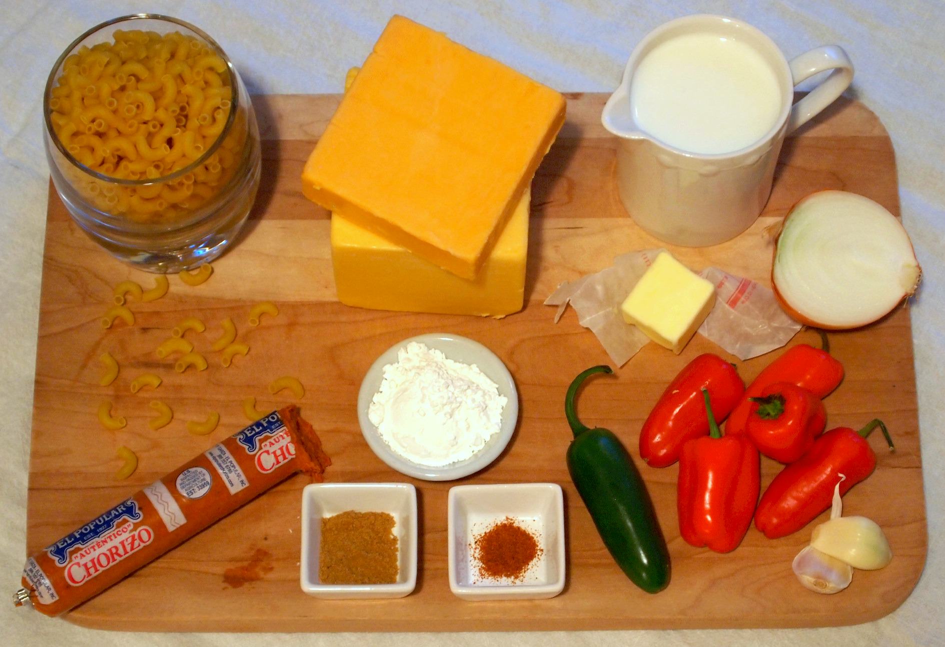 Queso Macaroni and Cheese ingredients