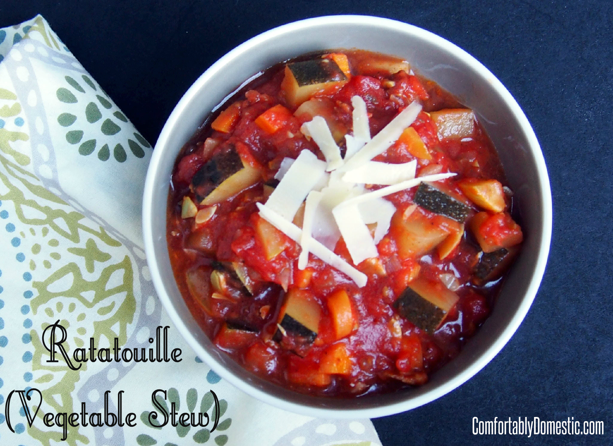Homemade Ratatouille is a hearty, fresh vegetable stew, meant to nourish your body and warm your soul. | ComfortablyDomestic.com