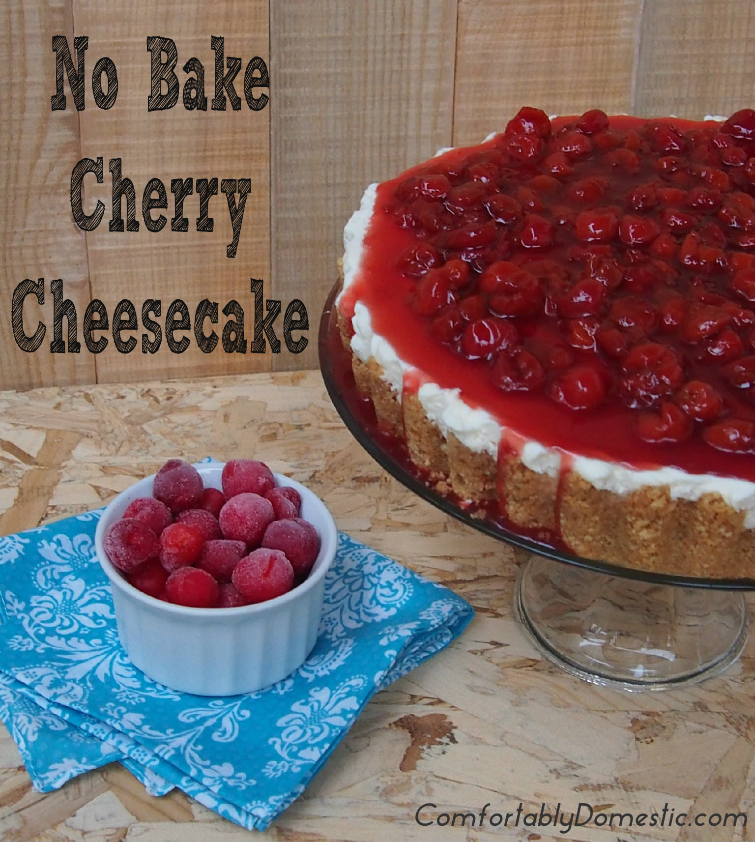 No Bake Cherry Cheesecake is a quick and easy dessert alternative to traditional cheesecake. Get all of the rich flavor, without all the work! || ComfortablyDomestic.com