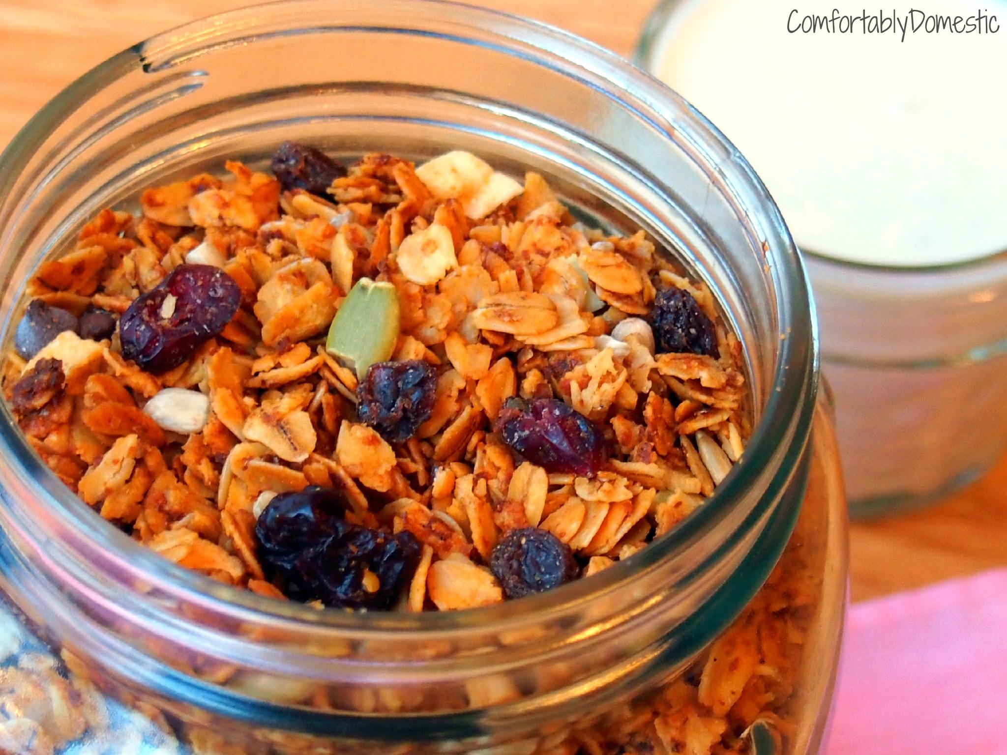 Nut-free Granola | ComfortablyDomestic.com is packed with protein and allergy friendly.