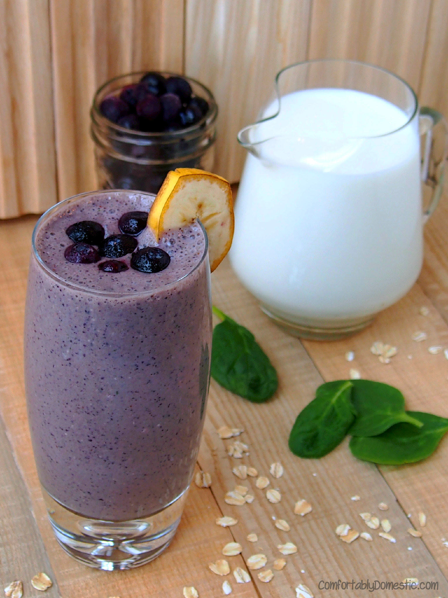 Healthy and delicious, Blueberry Banana Smoothies (with Secret Spinach) | ComfortablyDomestic.com