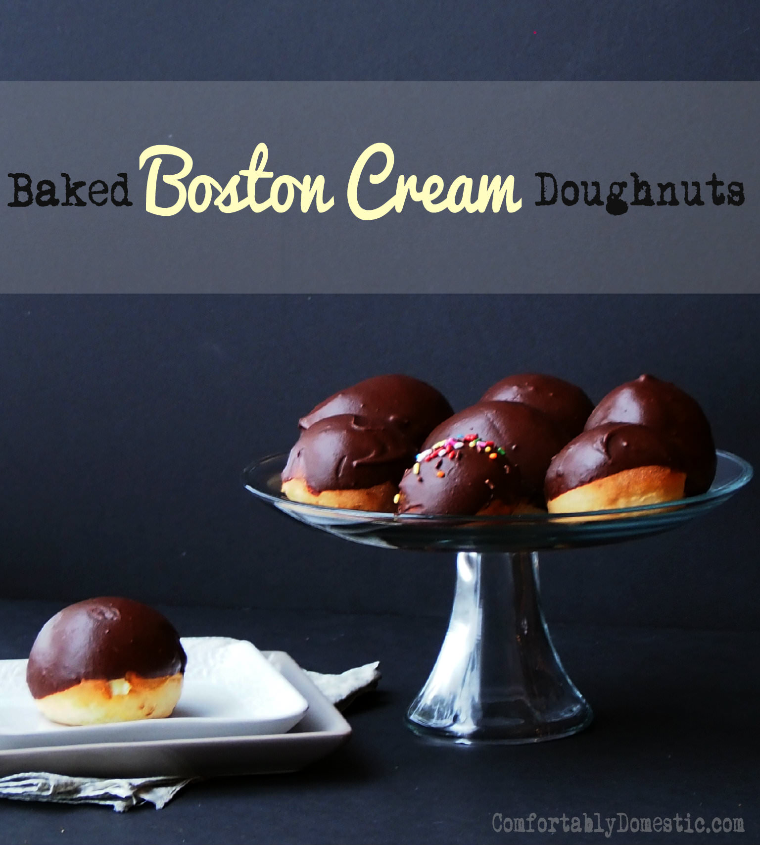 Baked Boston Cream Doughnuts