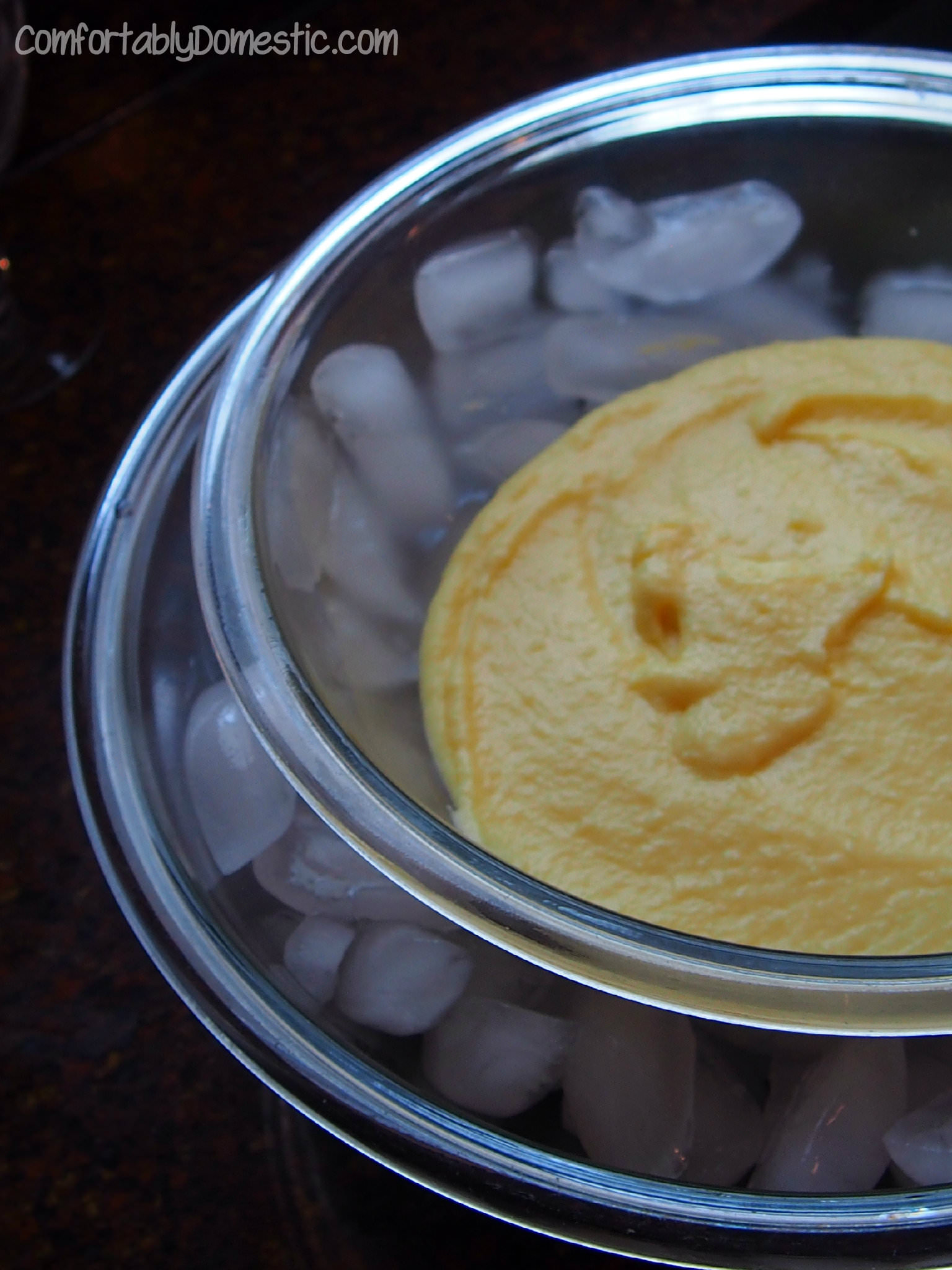 Comfortably Domestic's Sugar Free Pastry Cream in an ice bath. 