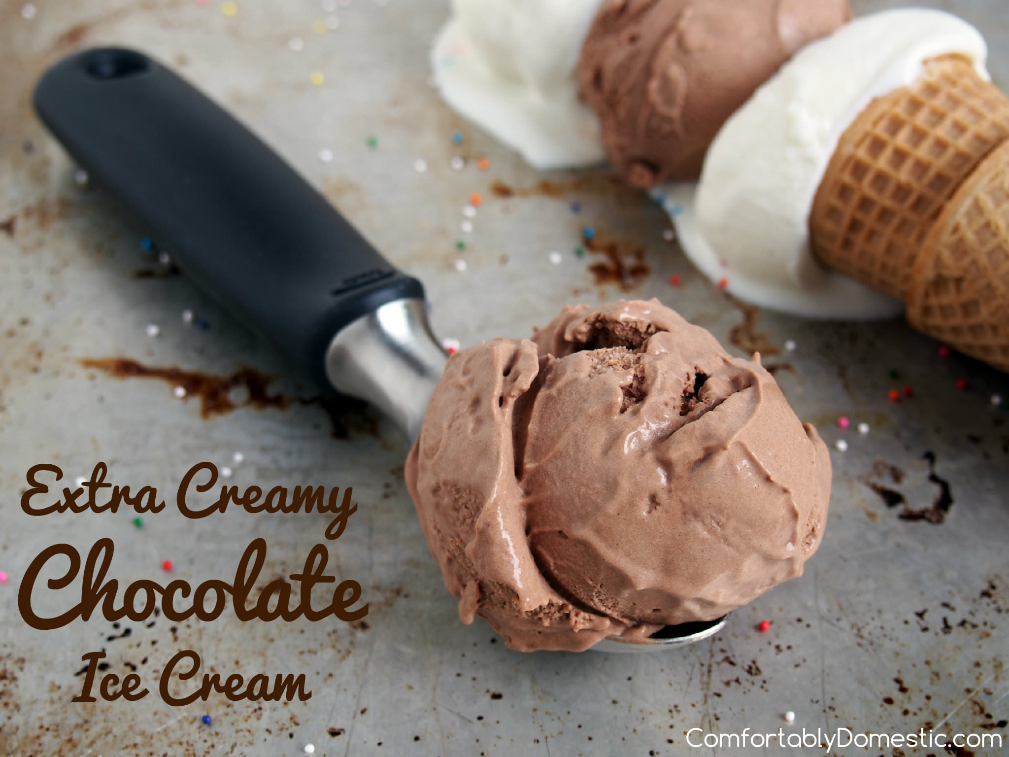 Extra Creamy Chocolate Ice Cream | ComfortablyDomestic.com