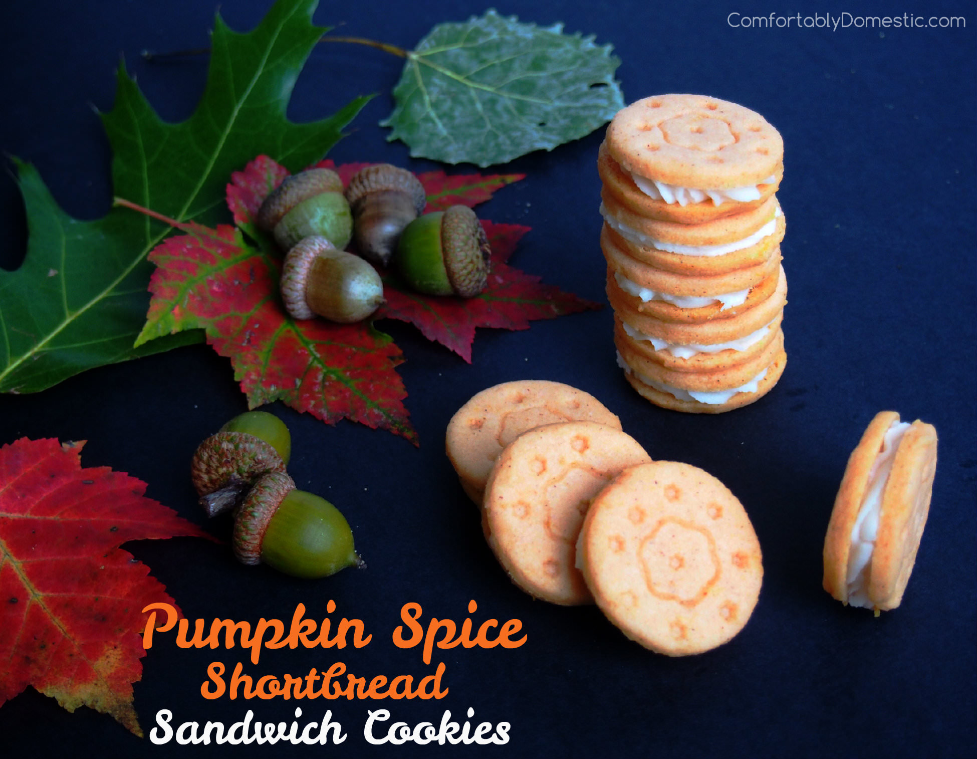 Pumpkin Spice Shortbread Sandwich Cookies | ComfortablyDomestic.com
