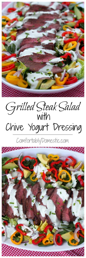 Grilled Steak Salad Chive Yogurt Dressing | ComfortablyDomestic.com