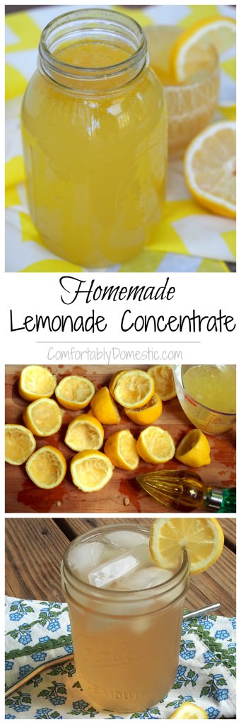 Homemade Lemonade Concentrate - This is a copycat recipe for Minutemaid frozen lemonade concentrate. | ComfortablyDomestic.com