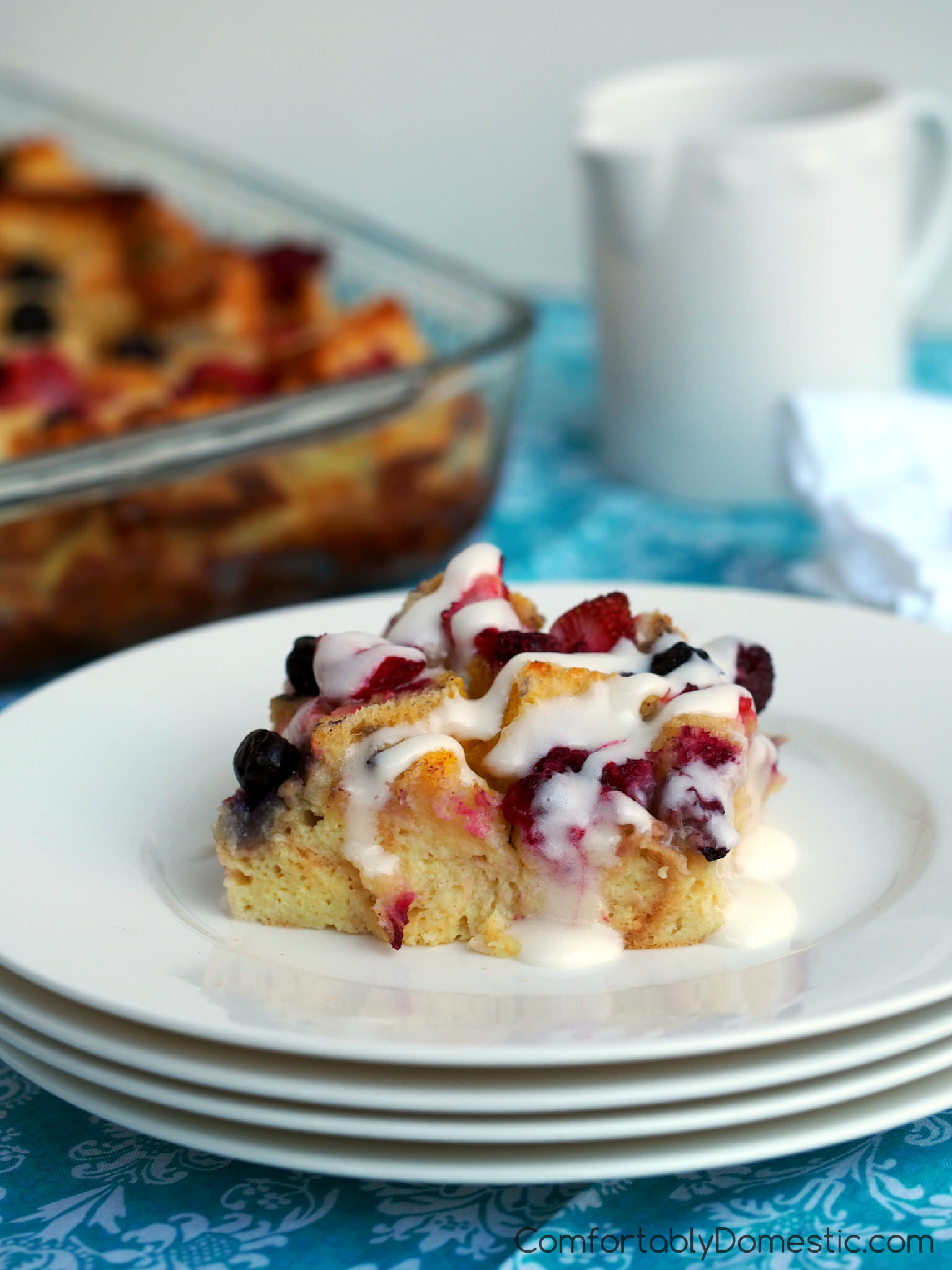 Mixed Berry Baked French Toast Casserole | ComfortablyDomestic.com