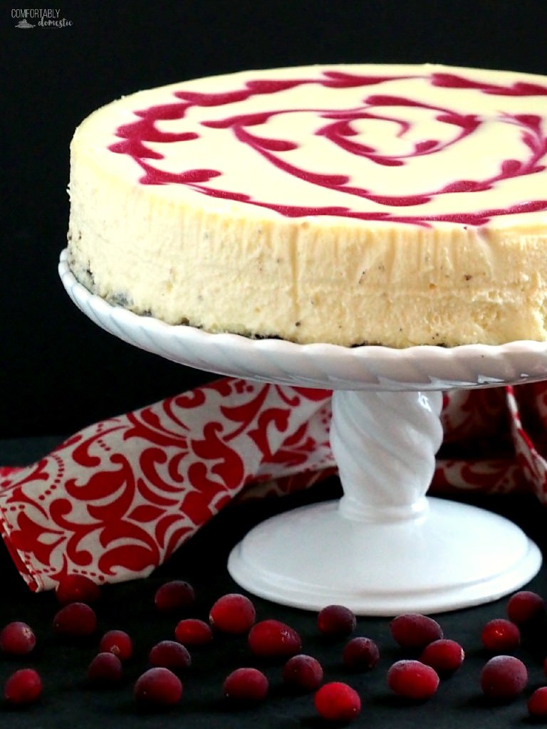 Cranberry-Swirl-New-York-Cheesecake | ComfortablyDomestic.com