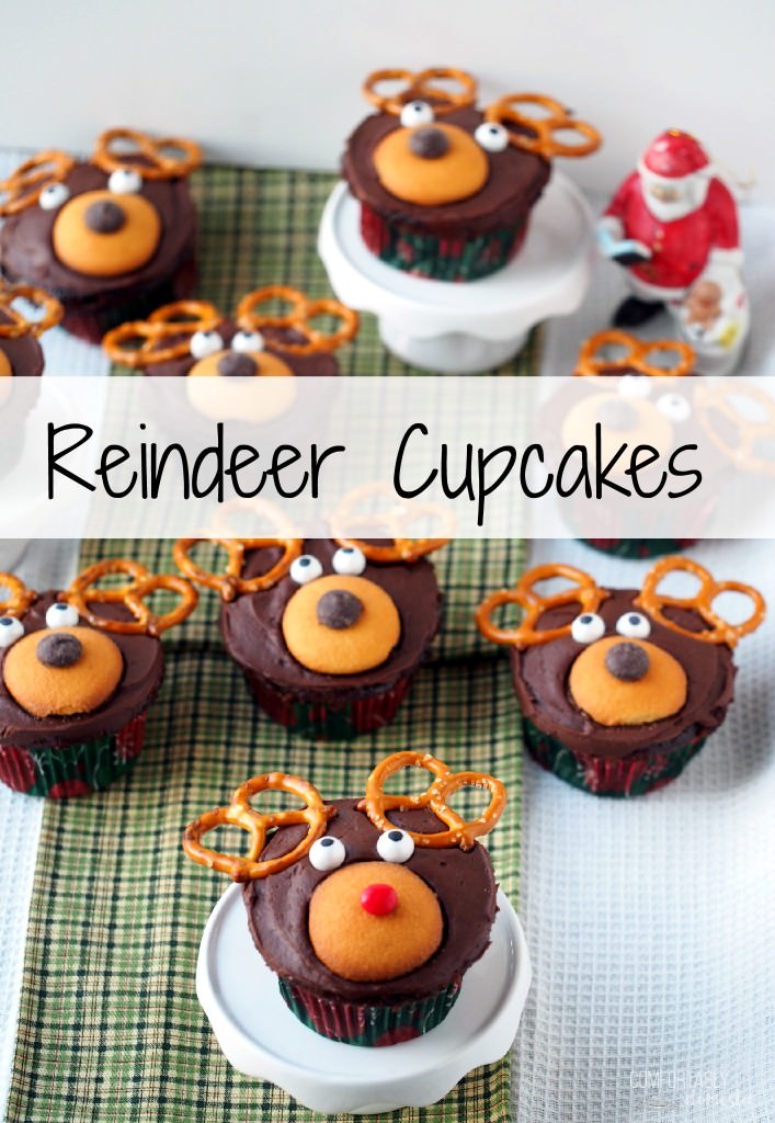 Reindeer Cupcakes - a fun, kid friendly, and easy holiday dessert idea. | ComfortablyDomestic.com