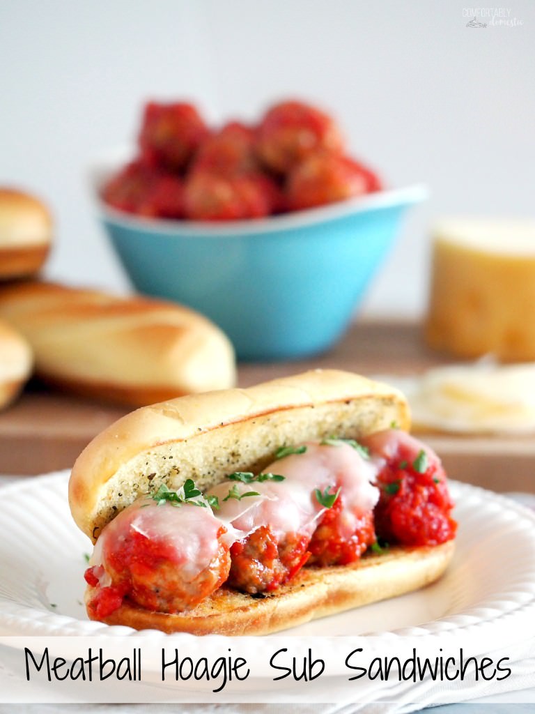 Meatball-Hoagie-Sub-Sandwiches-have-tender-saucy-meatballs-gooey-cheese-on-a-toasted-bun-for-a-budget-friendly-30-minute-meal. | ComfortablyDomestic.com