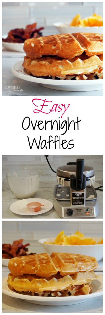 Easy-Overnight-Waffles are made with a simple yeast batter that comes together in minutes, rises in the refrigerator overnight, and results in a gloriously fluffy and light waffle without the need for much hands on preparation.