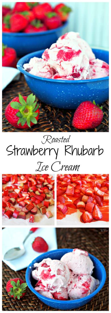 Roasted Strawberry Rhubarb Ice Cream bakes juicy, roasted strawberries and tangy rhubarb in the oven, caramelizing and drawing sweetness to the forefront. When blended with a simple vanilla pudding and frozen in an ice cream maker, this sweet frozen treat becomes a taste of summer.