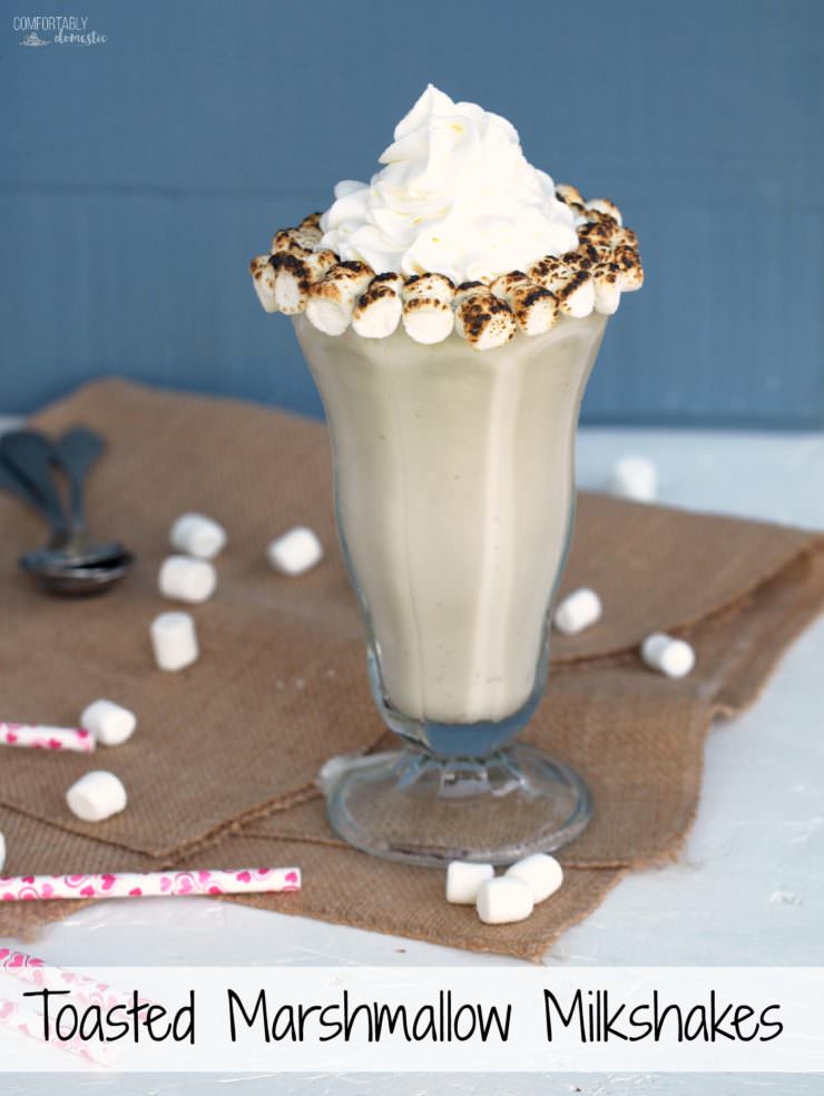 Toasted-Marshmallow-Malt-Milkshakes blend toasted sweet marshmallows with vanilla bean ice cream and milk and malt powder for a delightful dessert sipper that tastes every bit like a gooey, fire roasted marshmallow.
