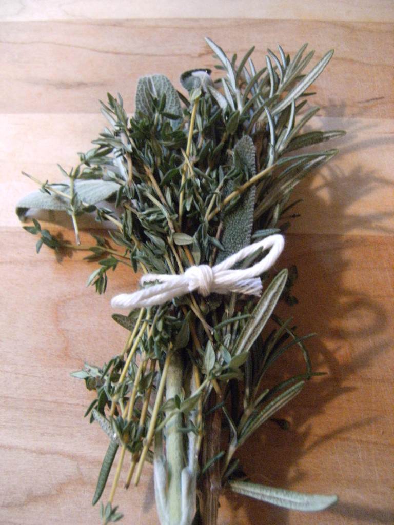 bouquet of fresh herbs for roasted turkey