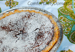 Fudge brownie pie is an incredibly easy-to-make dessert, full of gooey, fudgy brownie goodness. \\ ComfortablyDomestic.com