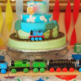 My favorite chocolate cake recipe, decorated with a Thomas the Tank Engine theme. | ComfortablyDomestic.com