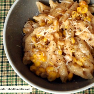 Creamed corn macaroni and cheese is the ultimate comfort food, and because this is a slow cooker recipe, it's also the ultimate weeknight dinner! | ComfortablyDomestic.com