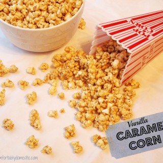 Making this recipe for vanilla caramel corn will become one of your family's new Christmas traditions! | Recipe on ComfortablyDomestic.com