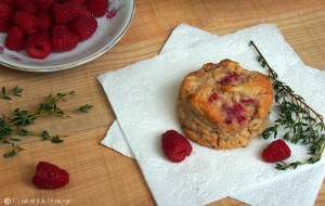 Raspberry thyme goat cheese biscuits are tender and flaky, with just the right touch of raspberry sweetness to compliment the thyme and creamy goat cheese.