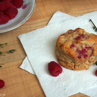 Raspberry thyme goat cheese biscuits are tender and flaky, with just the right touch of raspberry sweetness to compliment the thyme and creamy goat cheese.