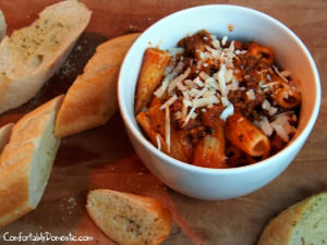 Meat lover's rigatoni is a hearty, man-pleasing pasta dinner that will satisfy even the largest of appetites. | ComfortablyDomestic.com