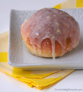 Baked Lemon Custard Doughnuts {Lemon Paczki} are a lighter version of traditional paczki. Get the recipe on comfortablydomestic.com
