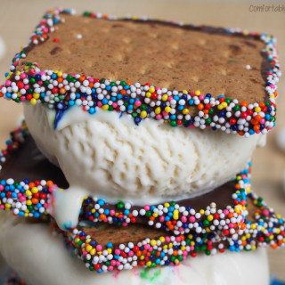 S'mores Ice Cream Sandwiches made with Toasted Marshmallow Malt Ice Cream | ComfortablyDomestic.com