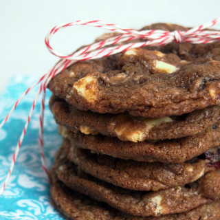 Double Chocolate Cranberry Cookies | ComfortablyDomestic.com are crisp yet chewy, rich and chocolaty cookies with tangy dried cranberries and smooth white chocolate chunks.