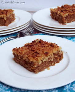Old Fashioned Oatmeal Cake with Broiled Coconut Topping | ComfortablyDomestic.com