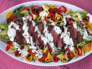 Grilled Steak Salad Chive Yogurt Dressing | ComfortablyDomestic.com