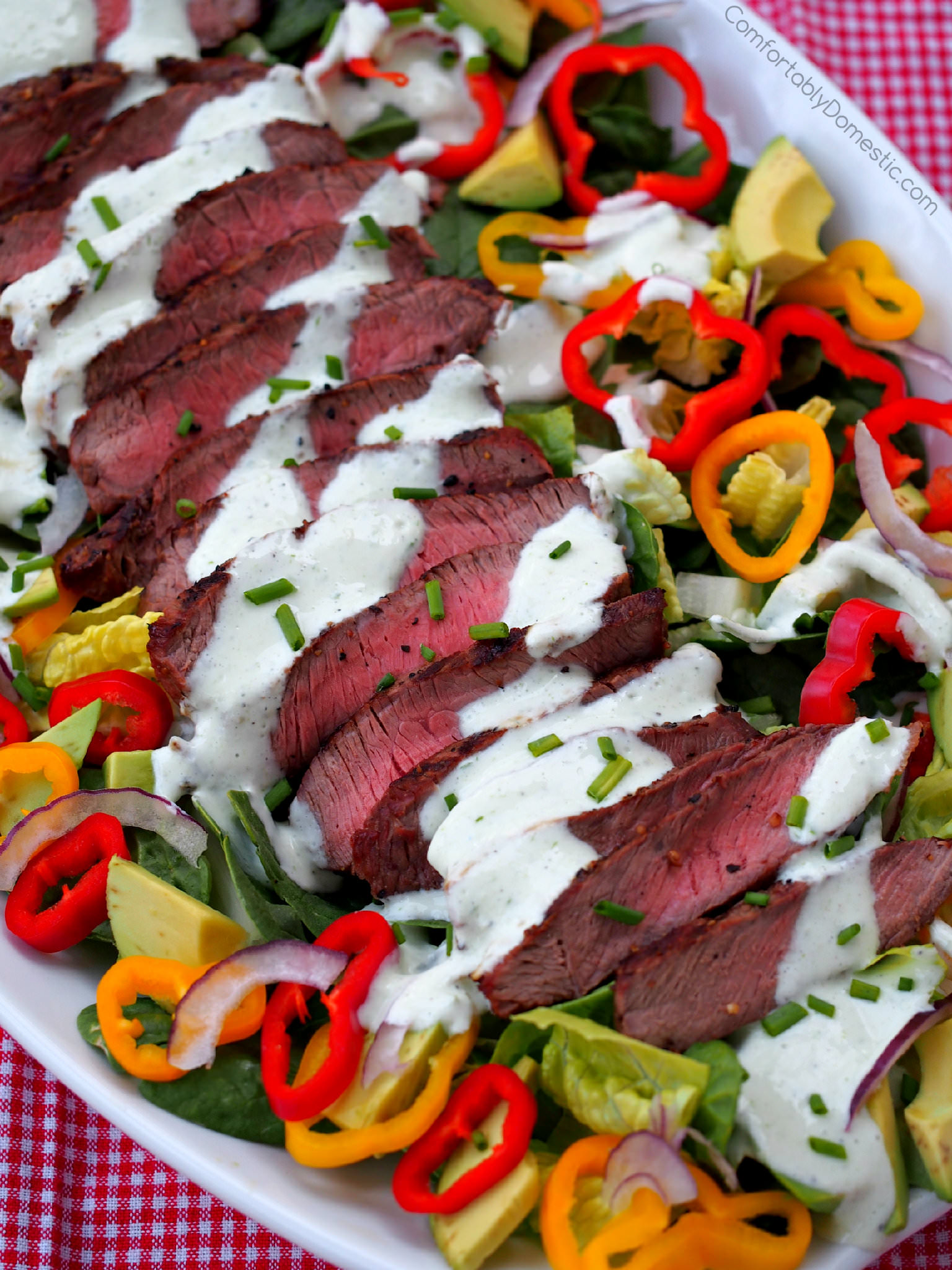 Grilled-Steak-Salad-Chive-Yogurt-Dressing