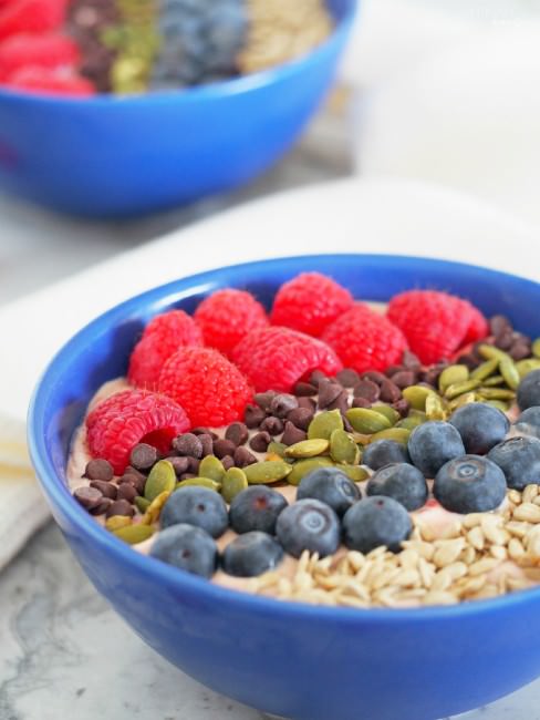 Tart-Cherry-Smoothie-Bowls-with-Avocado-Seeds-and-berries