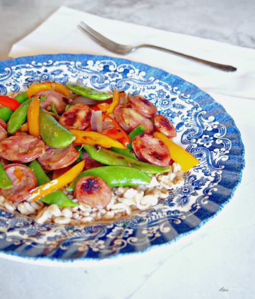 Sausage-Stir-Fry is an easy weeknight dinner that can be on the table in about 20 minutes. Made with quality Aidell’s sausage and a load of fresh vegetables, this healthy meal is one you can feel good about feeding the family.