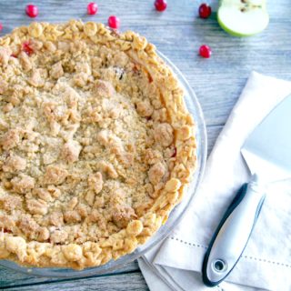 Cranberry-Apple-Crumb-Pie marries sweet apples with tangy fresh cranberries and a crunchy crumble topping for a festive pie that’s full of bright flavor.