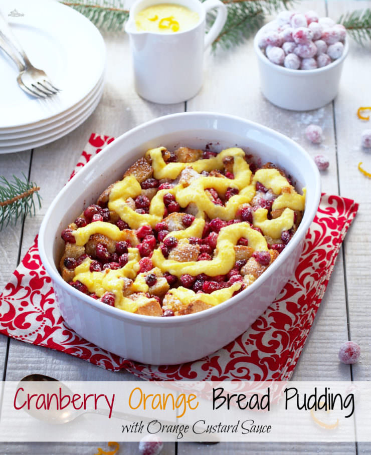 Cranberry-Orange-Bread-Pudding is a simple, classic dessert all dressed up with fresh cranberries and a hint of orange for the holidays! Topped with a simple orange custard sauce, Cranberry Orange Bread Pudding is proof that leftover bread can easily be transformed into a delicious dessert.