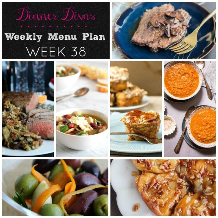 Weekly-Menu-Plan-Week-38 features easy and delicious recipes. Indulge in comforting roasts, healthy soups, and a few irresistible sweets!