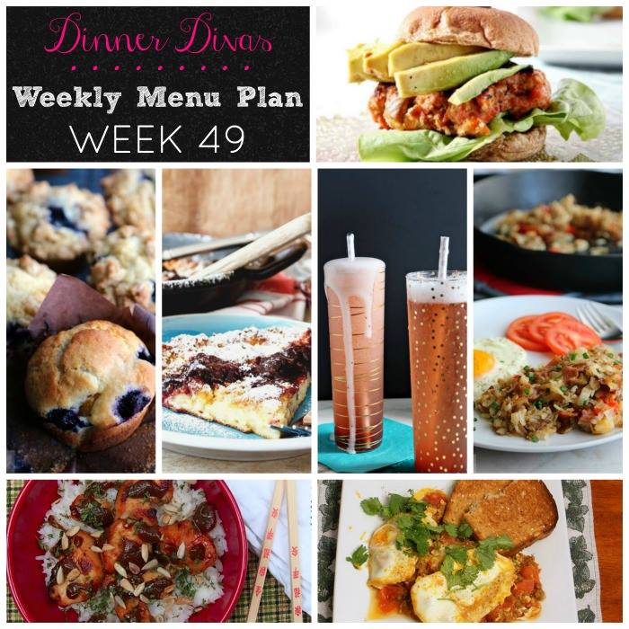 Weekly-Menu-Plan Week 49 travels the world with dishes like German pancakes, stuffed hashbrowns, a nut-free chicken satay, a Moroccan ragout, salmon, and much more!