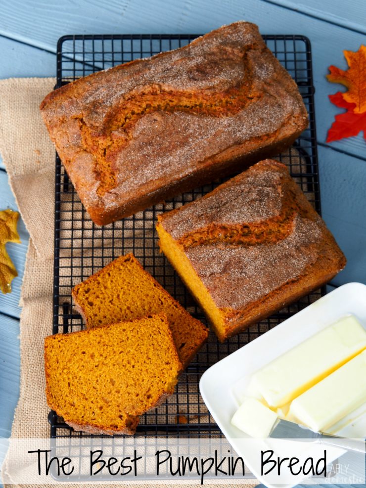 The-Best-Pumpkin-Bread is full of pure pumpkin puree to keep it soft, loaded with just enough warm spices, and a crisp topper to invoke that comforting feeling of Fall.