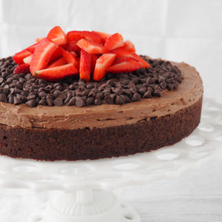 gluten-free-chocolate-fudge-cake-with-chocolate-chips-and-strawberries